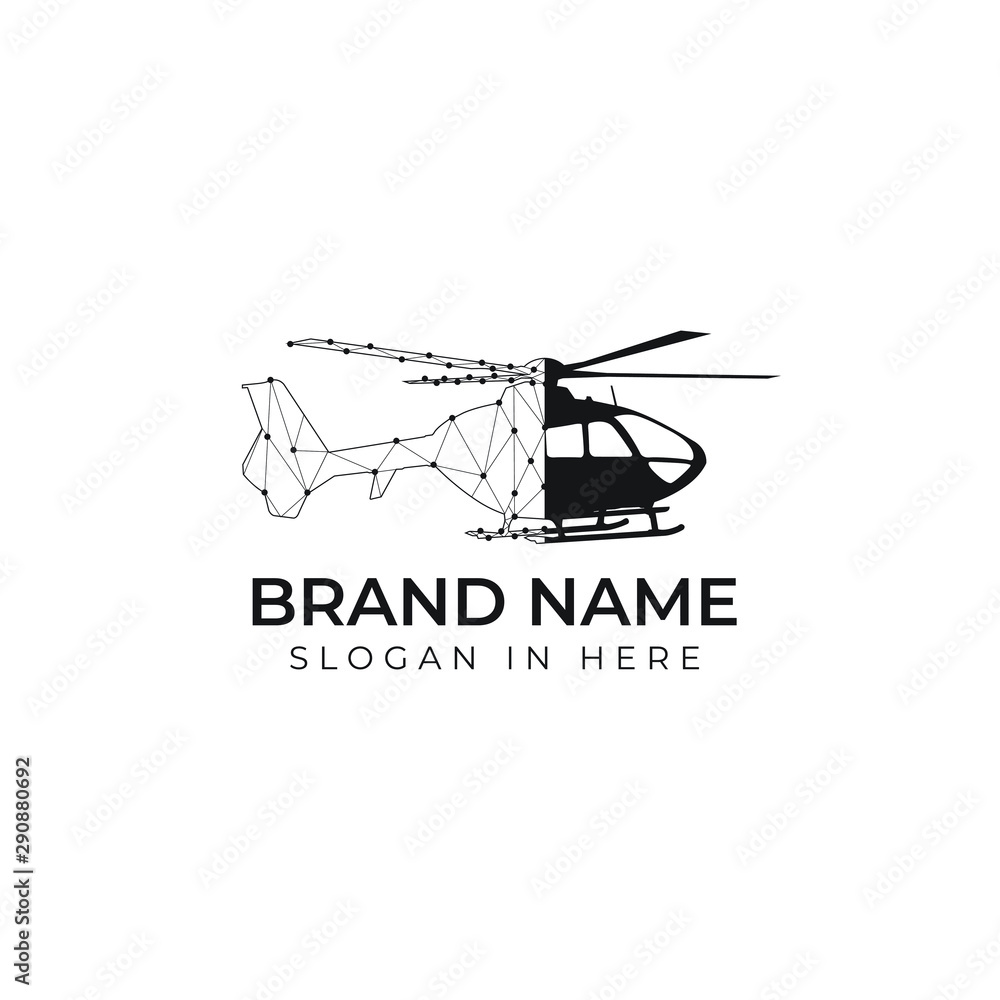helicopter silhouette  logo vector design