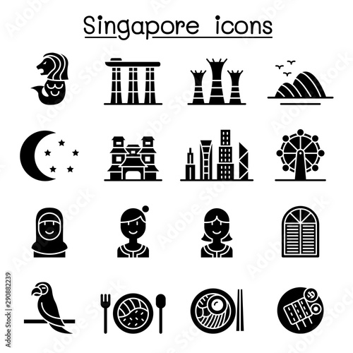 Singapore icon set vector illustration graphic design