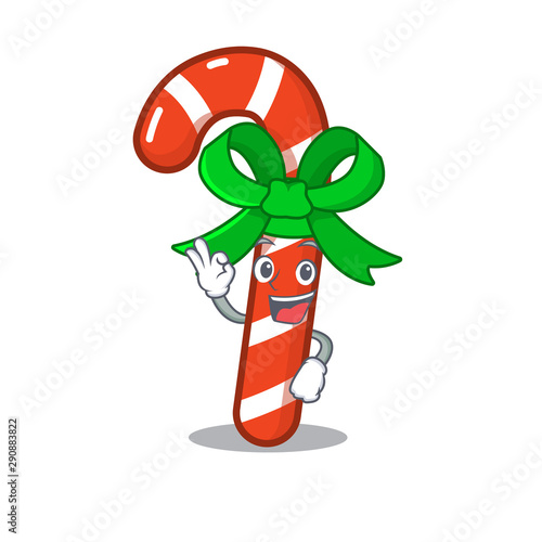 Okay candy cane isolated in the character