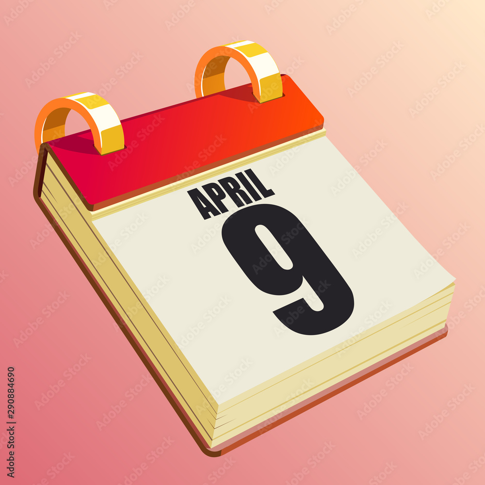 Naklejka premium April 9 on Red Calendar
