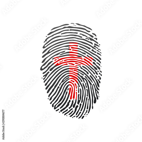 cross Thumb Prints or fingerprint showing christian identity. vector illustration isolated on white background. photo