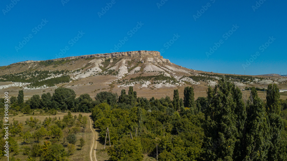 White Rock is a Cliff in Crimea, Russia. Aerial view.