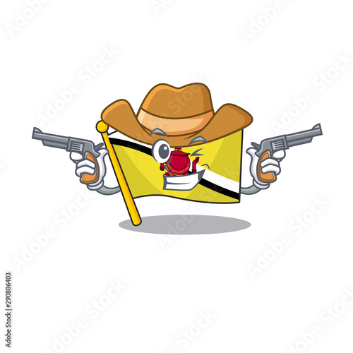 Cowboy flag brunei darussalam on a cartoon