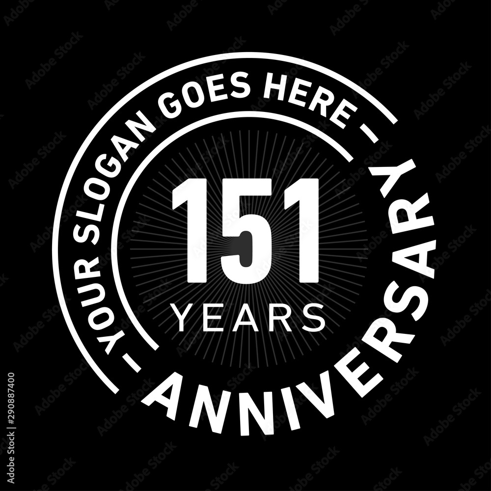 151 years anniversary logo template. One hundred and fifty-one years celebrating logotype. Black and white vector and illustration.