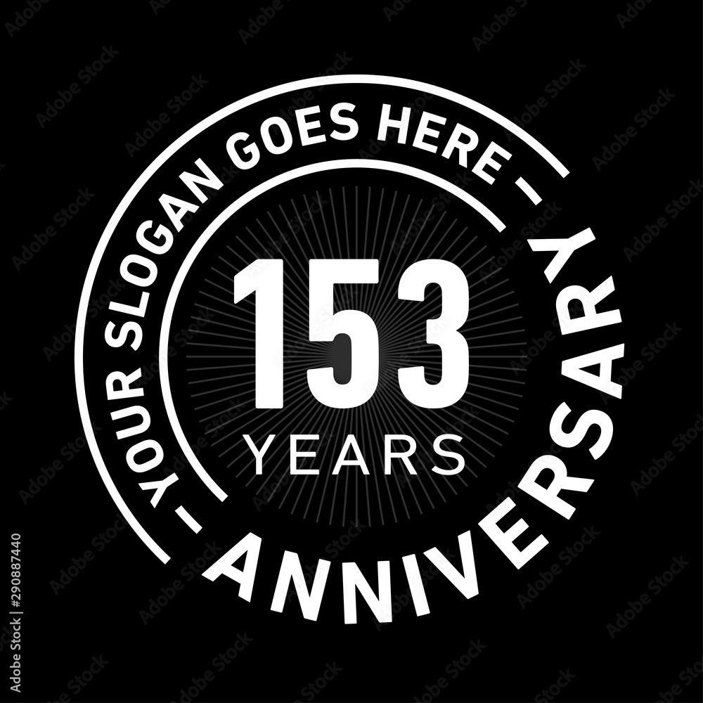 153 years anniversary logo template. One hundred and fifty-three years celebrating logotype. Black and white vector and illustration.
