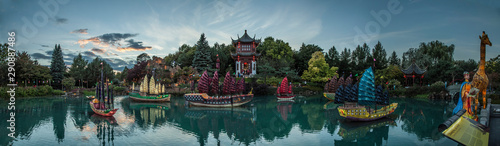 Montreal Botanical Garden (chinese garden) in the autumn, Province of Quebec, CANADA.