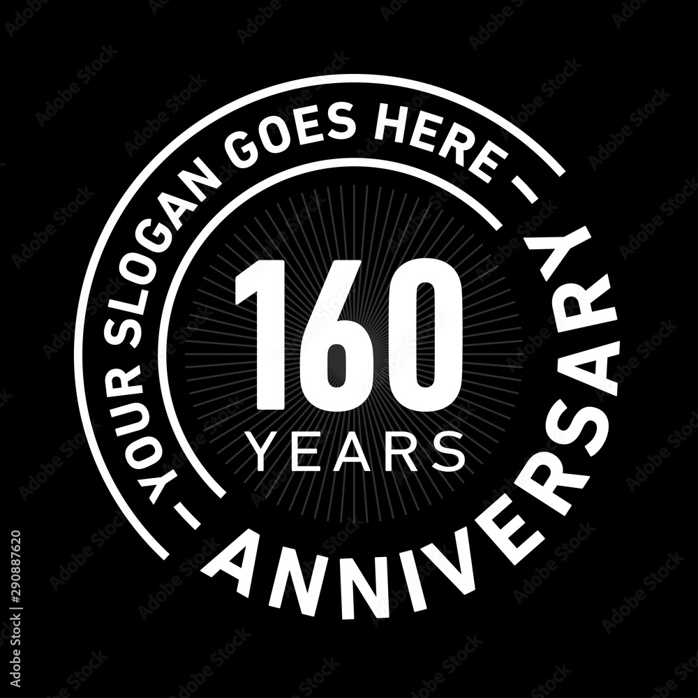 160 years anniversary logo template. One hundred and sixty years celebrating logotype. Black and white vector and illustration. 160 years anniversary logo template. One hundred and sixty years celebrating logotype. Black and white vector and illustration.