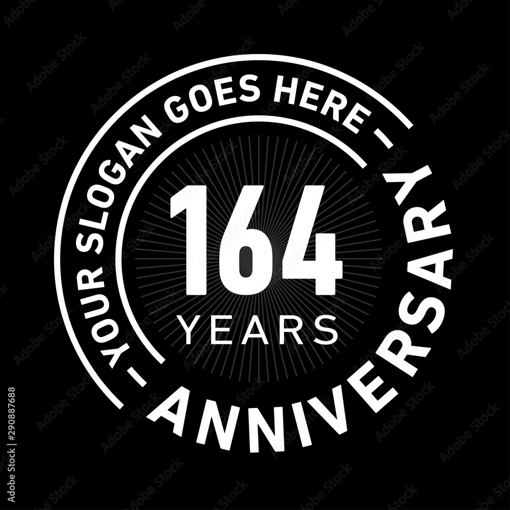 164 years anniversary logo template. One hundred and sixty-four years celebrating logotype. Black and white vector and illustration.