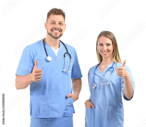 Male and female nurses show...