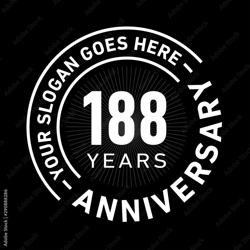 188 years anniversary logo template. One hundred and eighty-eight years celebrating logotype. Black and white vector and illustration.