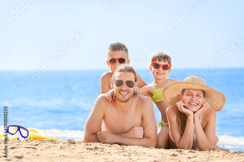Portrait of happy family at...