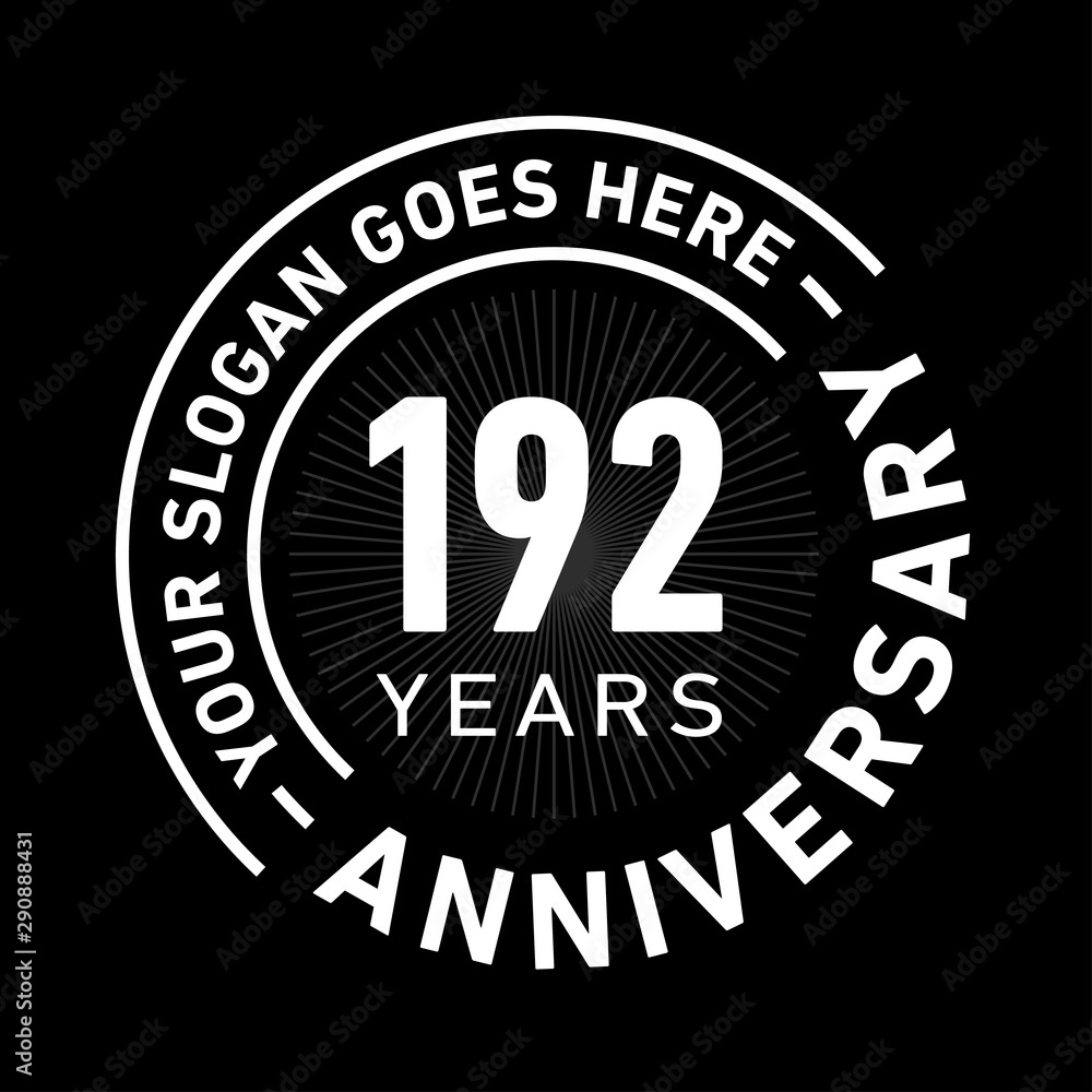 192 years anniversary logo template. One hundred and ninety-two years celebrating logotype. Black and white vector and illustration.