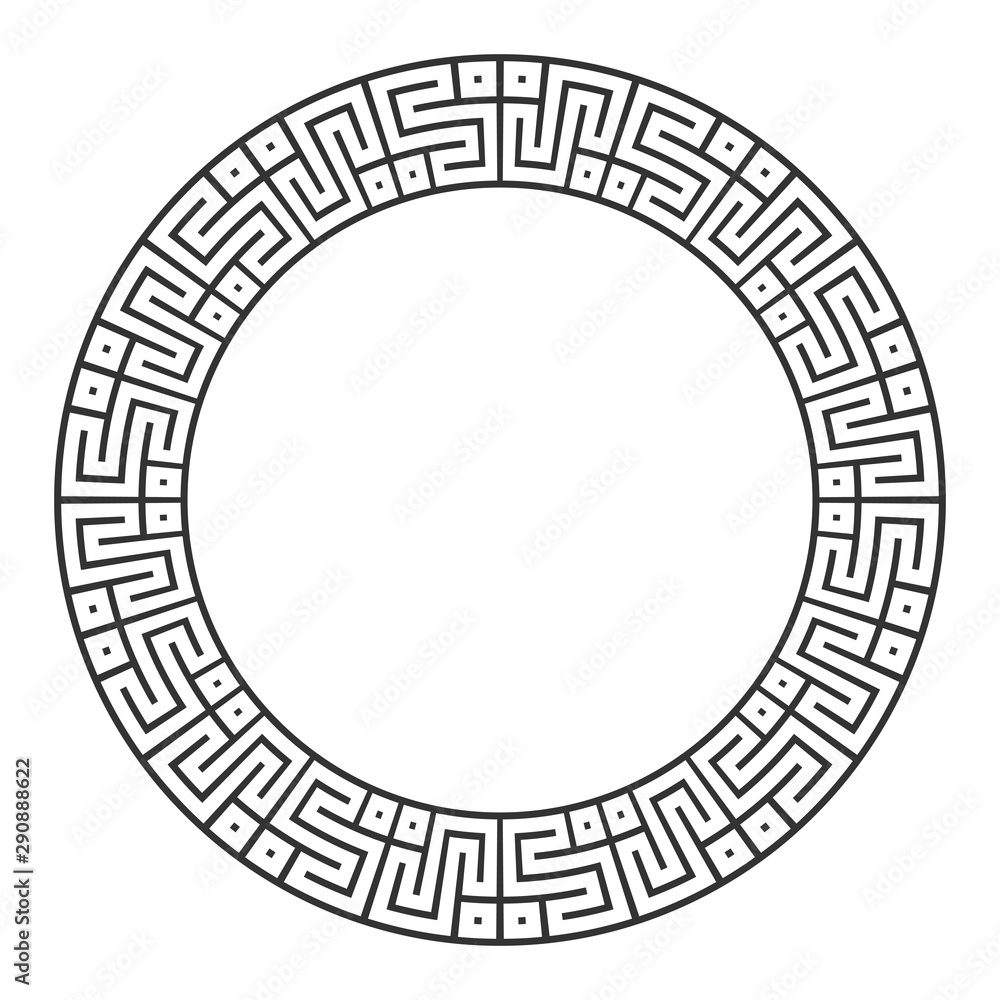Abstract round meander, circular geometric ornament, stylish frame. Abstract round meander, circular geometric ornament, stylish frame.