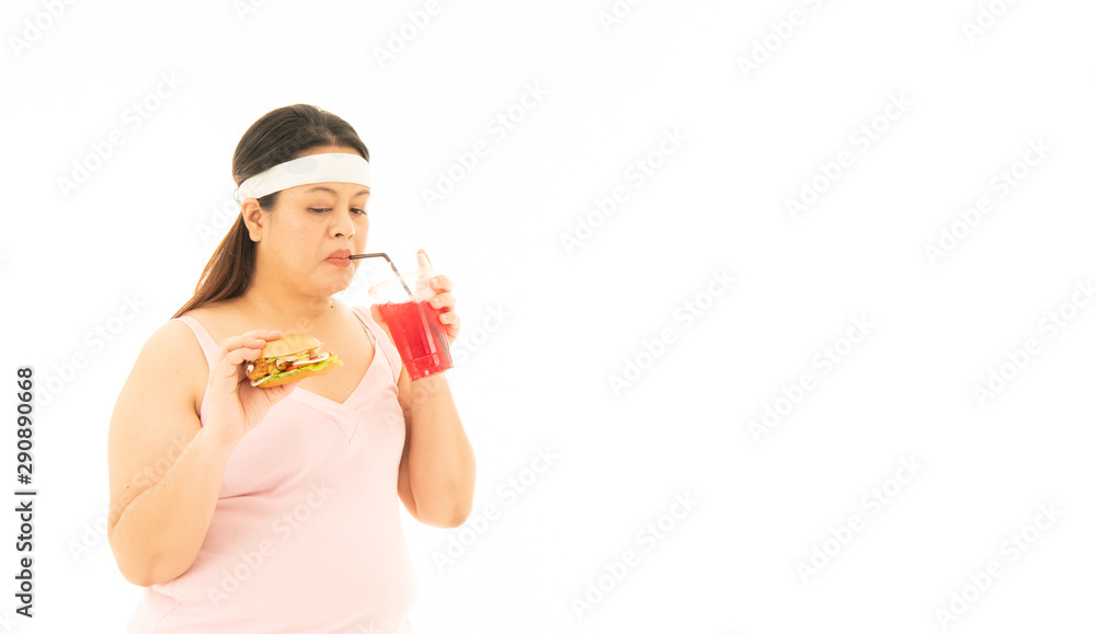 Asian obese women are overweight. With various emotions for herself, eating and exercise Asian obese women are overweight. With various emotions for herself, eating and exercise