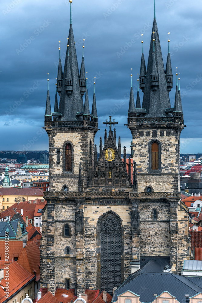 Fragmental view on the church of Our Lady before Tyn, Prague