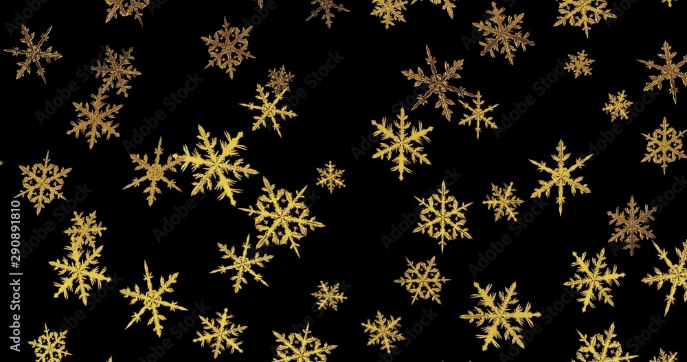 Golden snowflakes on black background. New year wallpaper. 3d render Golden snowflakes on black background. New year wallpaper. 3d render