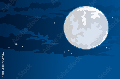 Super moon, Sky with cloud and bright full moon on Serenity nature background. Use for design.