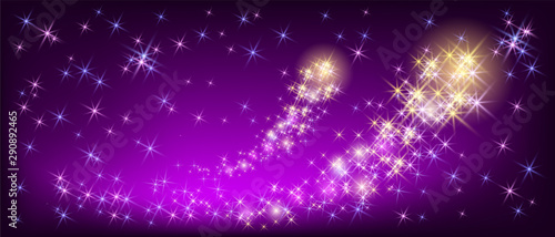 Glowing sparkle salute with neon shiny stars