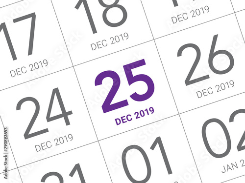 Christmas day calendar on diary