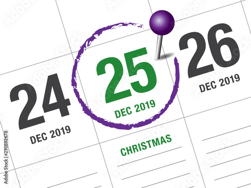 Christmas day calendar on diary