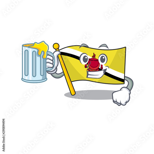 With juice flag brunei darussalam isolated with mascot