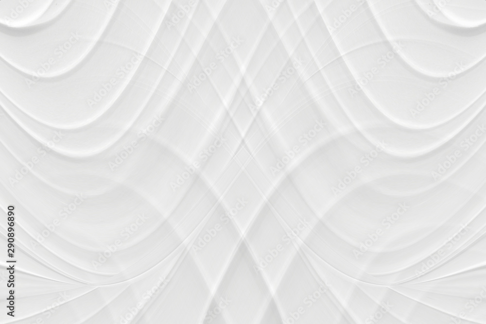 Fototapeta premium White background 3 d with elements of waves in a fantastic abstract design, the texture of the lines in a modern style for wallpaper. Light gray template for wedding ceremony or business presentation.