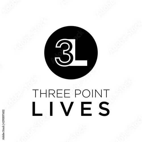 Illustration of modern 3L sign made in a circle logo design photo