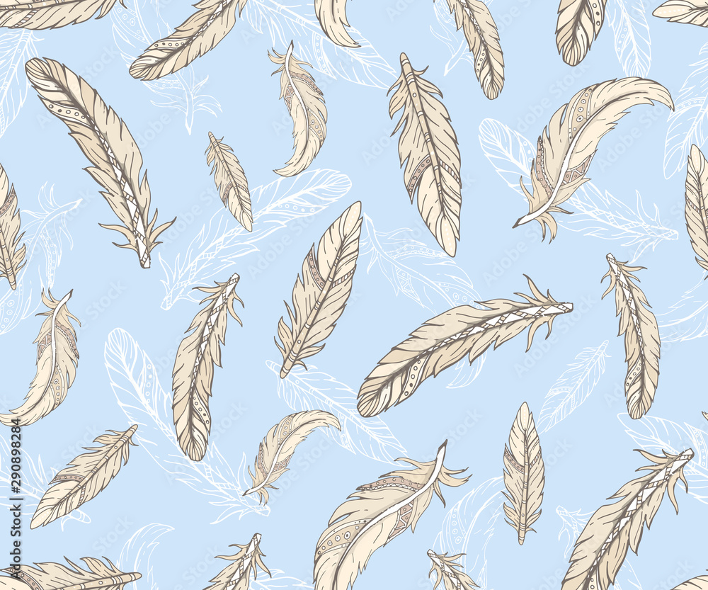 Seamless pattern with flying feathers Seamless pattern with flying feathers
