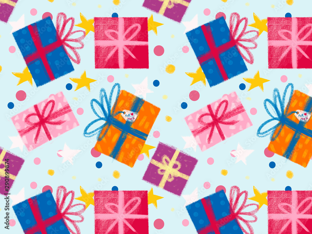 pattern with hand-drawn gift boxes pattern with hand-drawn gift boxes