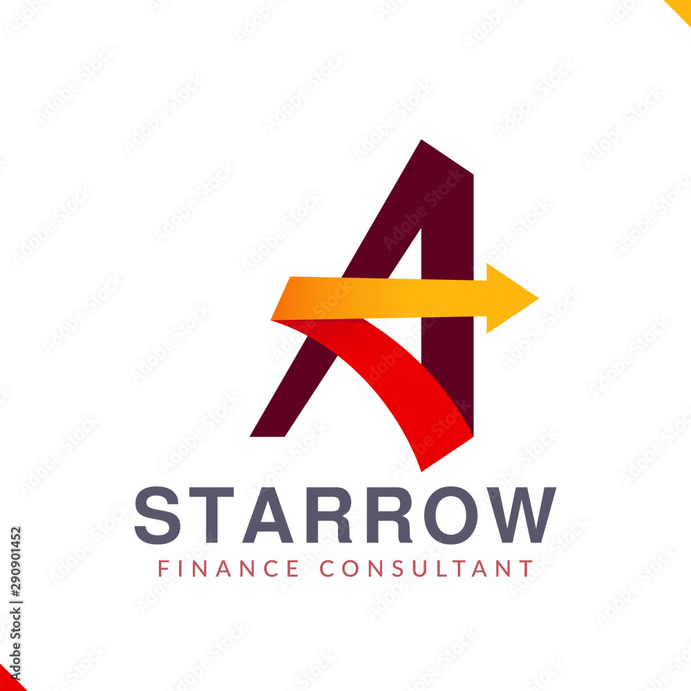 Modern minimalist red star with golden arrow, represent quality, movement, wealth, success and innovation. Vector logo template for business and finance company. Modern minimalist red star with golden arrow, represent quality, movement, wealth, success and innovation. Vector logo template for business and finance company.