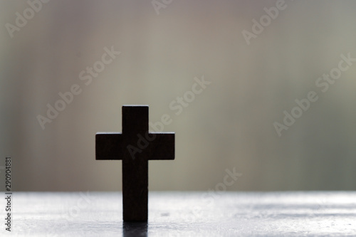 Wood Christ cross for Christian belief. Jesus to death by hang on Christ cross. Life and hope for Christ.