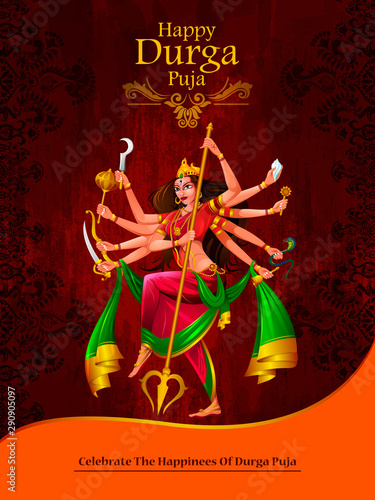 easy to edit vector illustration of Happy Durga Puja India festival holiday background