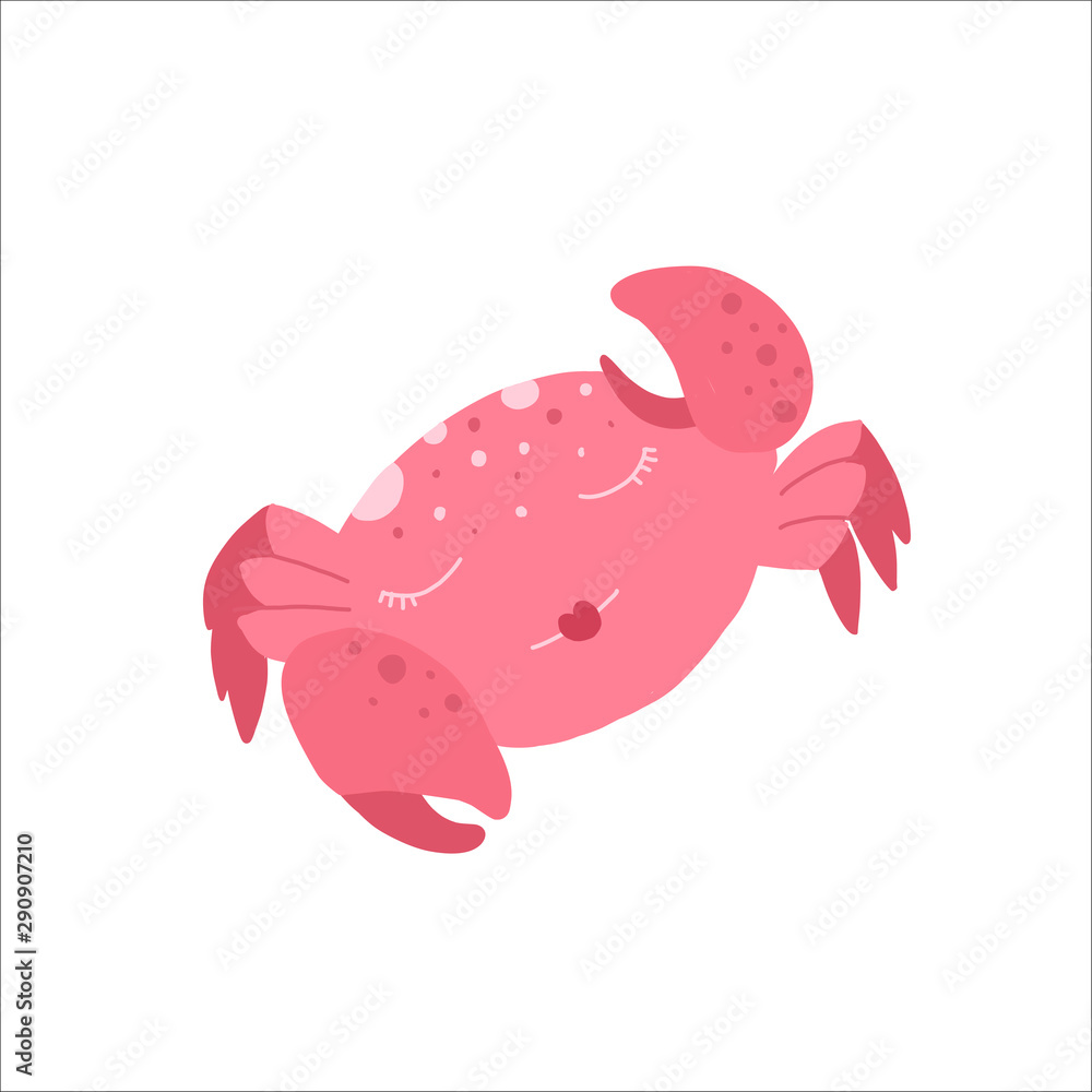Cute cartoon crab isolated on white background. Kawaii in flat style vector de Stock | Adobe Stock