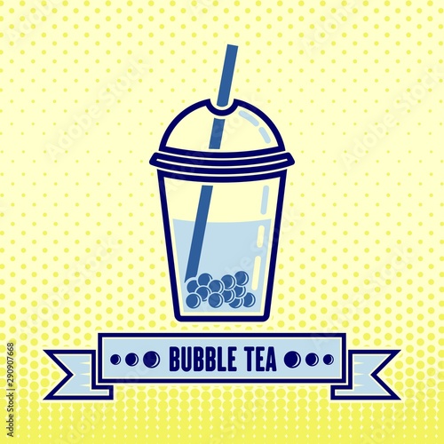 Bubble tea poster, banner template. Vector illustration