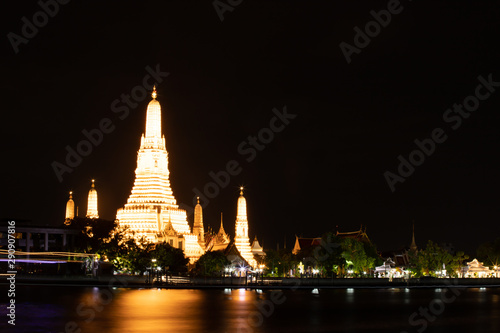 Wat Arun Temple at twilight in Bangkok, Thailand. © erika8213