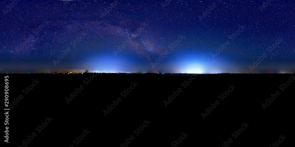 night sky panorama 360° with milky way - obrazy, fototapety, plakaty 
