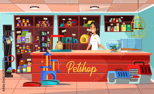 Petshop flat vector illustration