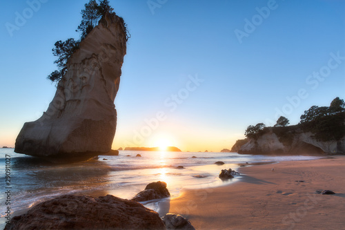 First Light Over Cathedral Cove New Zealand