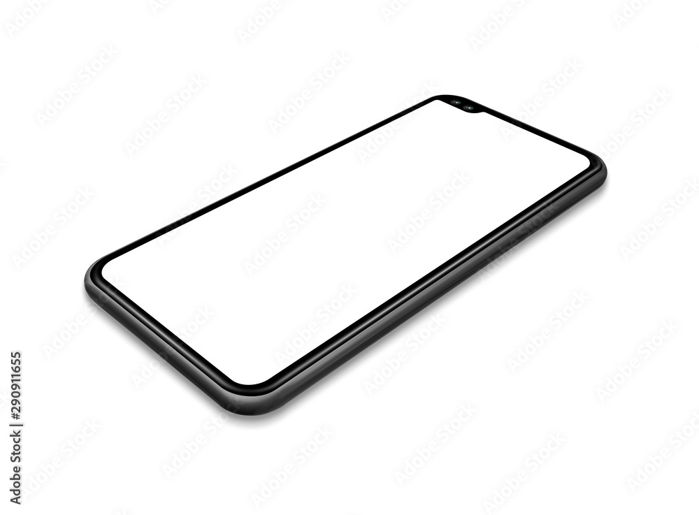 All-screen blank smartphone mockup isolated on white. 3D render All-screen blank smartphone mockup isolated on white. 3D render