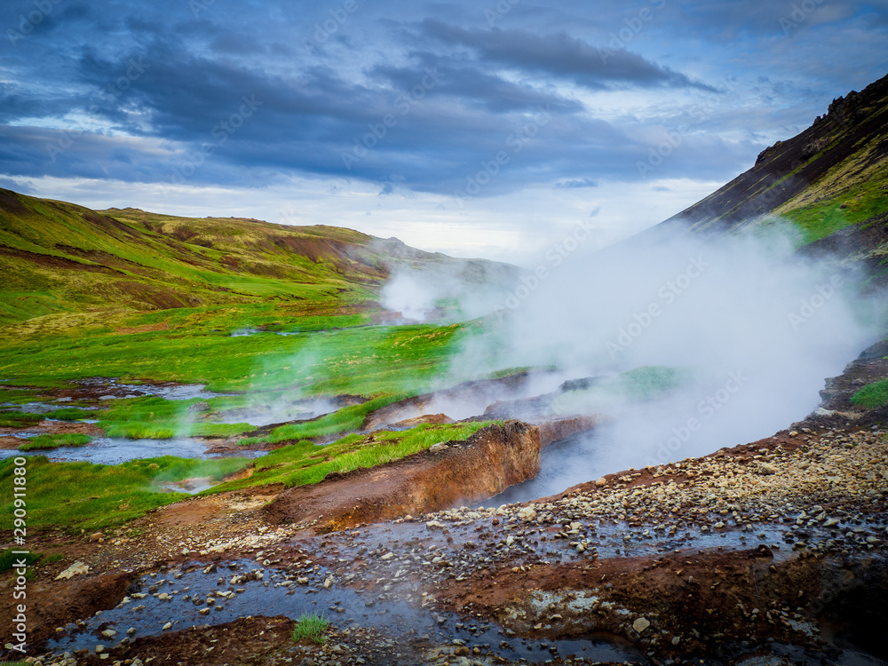 Rykjaladur hot river bath in Iceland Rykjaladur hot river bath in Iceland