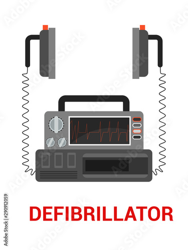 Defibrillator flat vector illustration