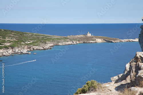 view on Caprara island and lighthouse.