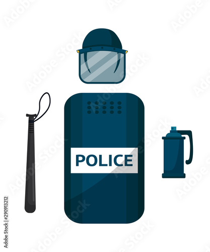 Police riot gear flat vector illustration