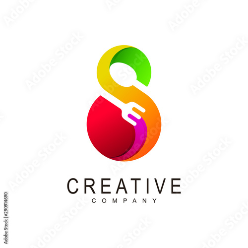 S logo and cutlery design, Restaurant design template, 3d icon 