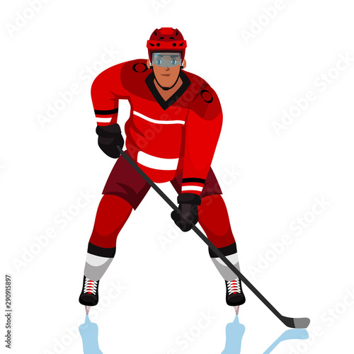 Ice hockey player flat vector illustration