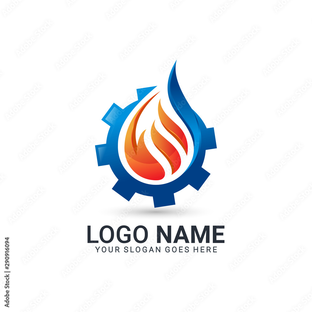 Fire, gas and gear combination logo design. Editable logo design Fire, gas and gear combination logo design. Editable logo design