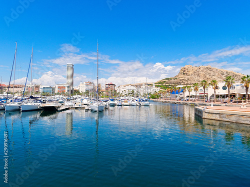 Beautiful promenade with palm trees in Alicante. Spain