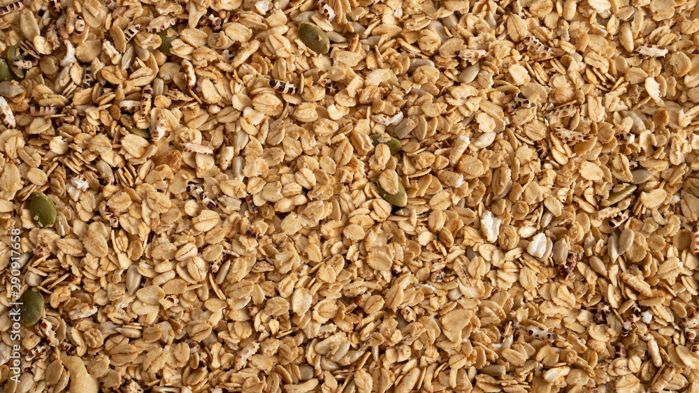 Organic Granola Cereal with oats,almond and pumpkin seeds as background, high nutrition and fibre,ingredients for healthy food or fitness breakfastbenefits for loss wieght Organic Granola Cereal with oats,almond and pumpkin seeds as background, high nutrition and fibre,ingredients for healthy food or fitness breakfastbenefits for loss wieght