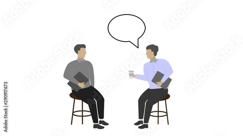Two business people talking sitting 