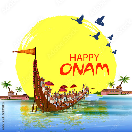 easy to edit vector illustration of Happy Onam holiday for South India festival background photo